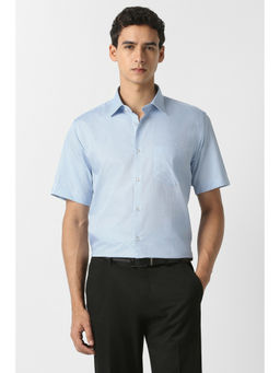 Van Heusen - Men Light Blue Textured Half Sleeves Wedding Shirt