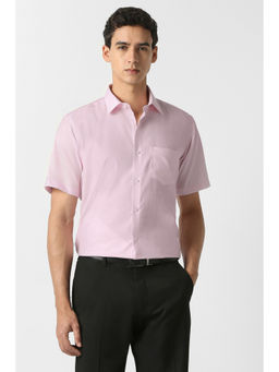 Van Heusen - Men Pink Textured Half Sleeves Formal Shirt