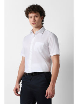 Van Heusen - Men White Textured Half Sleeves Formal Shirt