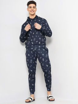 The Indian Garage Co - Navy Blue Men's Oversized Fit Hooded Sweatshirt and Joggers (Set of 2)