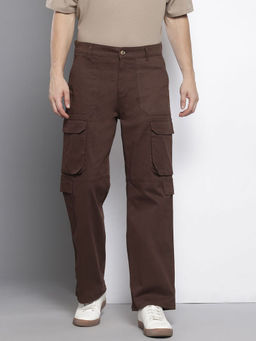 The Indian Garage Co - Brown Men's Relaxed Fit Solid Mid-Rise Cargo
