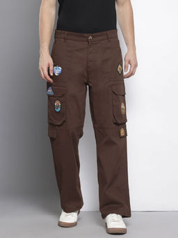 The Indian Garage Co - Brown Men's Relaxed Fit Solid Mid-Rise Cargo