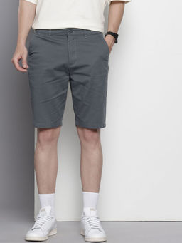 The Indian Garage Co - Grey Men's Regular Fit Solid Mid-Rise Shorts
