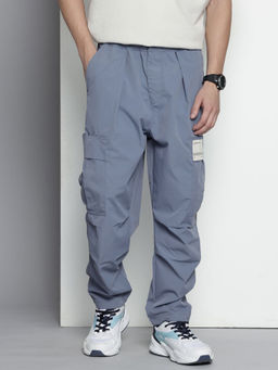 The Indian Garage Co - Blue Men's Loose Textured Mid-Rise Cargos