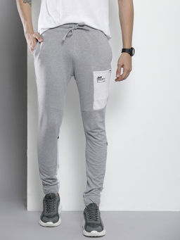 The Indian Garage Co - Grey Men's Slim Fit PlaceMen'st Print Mid-Rise Knitted Joggers