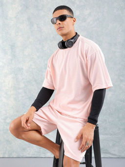 The Indian Garage Co - Pink Men's Relaxed Fit Printed T-Shirt and Shorts (Set of 2)