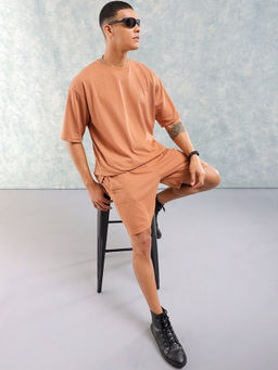 The Indian Garage Co - Orange Men's Relaxed Fit Printed T-Shirt and Shorts (Set of 2)