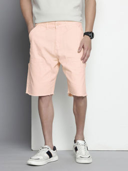 The Indian Garage Co - Pink Men's Relaxed Fit Overdyed Mid-Rise Shorts