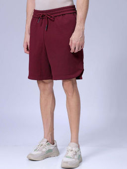 The Indian Garage Co - Burgundy Men's Relaxed Fit Solid Mid-Rise Shorts