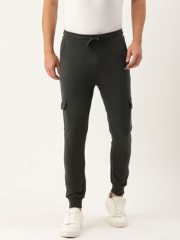 The Indian Garage Co - Grey Men's Slim Fit Solid Mid-Rise Knitted Joggers