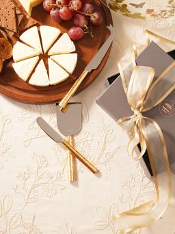 Pure Home + Living - Pack of 3 Gold Hammered Cheese Knives