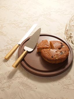 Pure Home + Living - Pack of 2 Gold Hammered Cake Server
