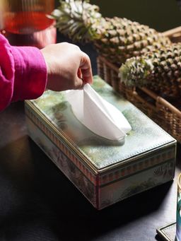 Pure Home + Living - Green Como Printed Faux Leather Tissue Box