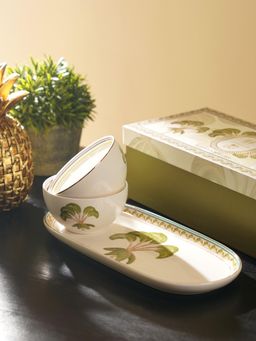 Pure Home + Living - Off White Solen Print Bowls with Platter