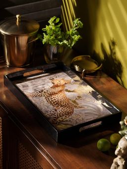 Pure Home + Living - Black Leopard Print Rectangle Tray