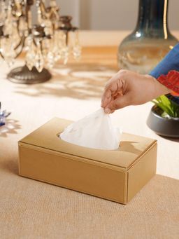 Pure Home + Living - Gold Faux Leather Tissue Box