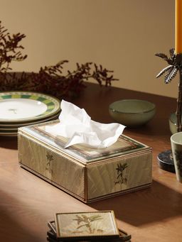 Pure Home + Living - Beige Leopard Print Faux Leather Tissue Box