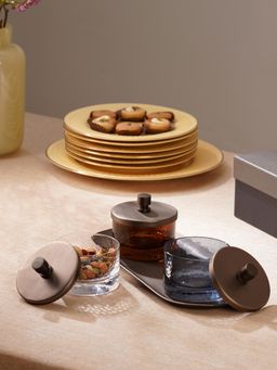 Pure Home + Living - Amber, Grey & Clear Hammered Condiment Jars - Medium