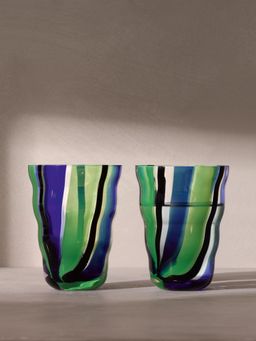 LSA INTERNATIONAL - 280ml Folk Water Tumbler, Pack of 2 - Orange/Red/Yellow