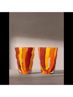 LSA INTERNATIONAL - 280ml Folk Water Tumbler, Pack of 2 - Orange/Red/Yellow