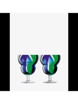 LSA INTERNATIONAL - Folk Water/Wine Glass, 230ml, Black/Blue/Green, Pack of 2