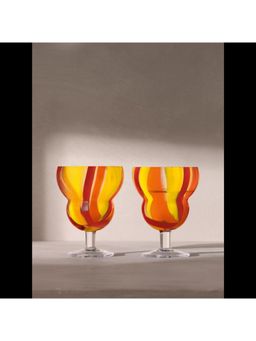 LSA INTERNATIONAL - Folk Water/Wine Glass, 230ml, Orange/Red/Yellow, Pack of 2