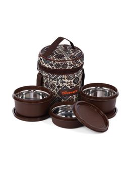 Oliveware - Falcon Lunch Box with Bag, - Containers, 1 x 300ml + 2 x 450ml - Brown