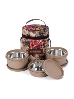 Oliveware - Falcon Lunch Box with Bag, - Containers, 1 x 300ml + 2 x 450ml - Beige