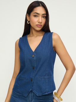 Femmella - Navy Blue Denim Vest
