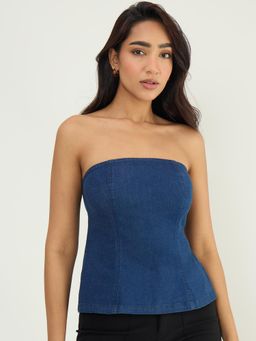 Femmella - Navy Blue Denim Tube Top