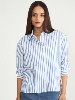 Femmella - Blue Stripe Oversized Shirt