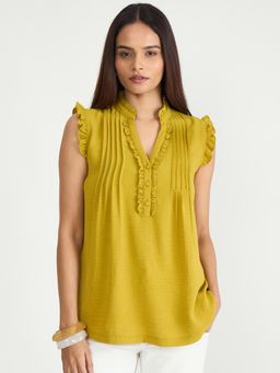 Femmella - Citrine Pintuck Detail Top Yellow