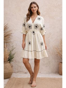 sencei - Bloom Grace Tie-Back Dress Off White