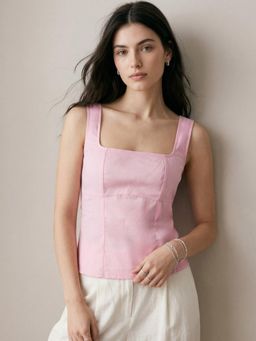 Outzidr - Pink Back Bow Tank Top