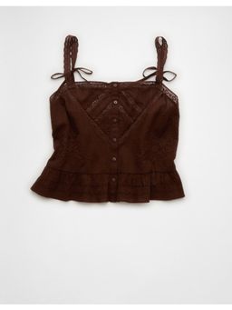 American Eagle - Ae Fitted Peplum Cami Top Brown