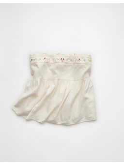 American Eagle - Ae Embroidered Strapless Babydoll Tube Top White