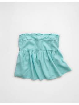 American Eagle - Ae Embroidered Strapless Babydoll Tube Top Blue