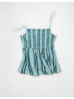 American Eagle - Ae Sunchaser Babydoll Smocked Tank Top Blue