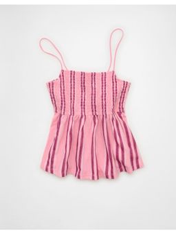 American Eagle - Ae Sunchaser Babydoll Smocked Tank Top Pink