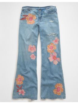 American Eagle - Ae X Stagecoach Dreamy Drape Stretch Super Low-Rise Baggy Flare Jeans Blue