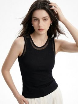 Outzidr - Black Double Layered Mesh Tank