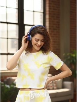 RIGO - Women Tie And Dye Short Sleeves Crop Top Yellow