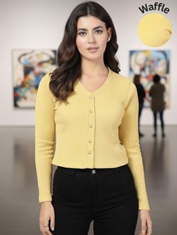 RIGO - Women Yellow Full Sleeves Crop Top