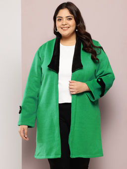 Qurvii - Green Long Coat with Black Fur Collar