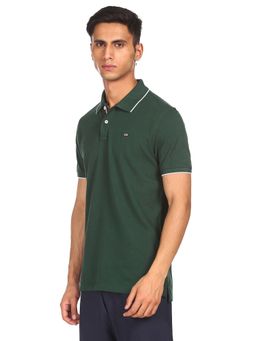 Arrow - Sports Men Dark Green Tipped Pique Polo T-shirt