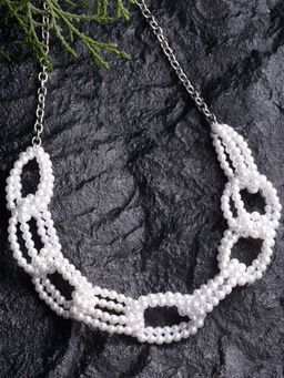 Karatcart - White Pearl Studded Choker Necklace for Women