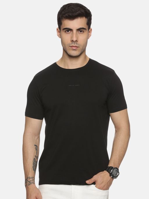 MELVIN JONES Ebony Cotton Round Neck T-Shirt