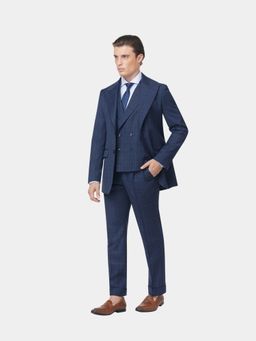 Gatsby Collection - Blue Checked Gc Select Blazer with Waistcoat and Trouser