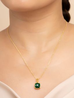 March By FableStreet 18k Gold Plated Silver Dyed Emerald Necklace
