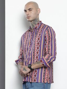 The Indian Garage Co - Men Relaxed Fit Printed Full Sleeves Cutaway Multi-Color Casual Shirt